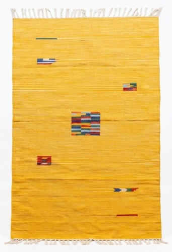 Dhurrie teppich gelbbaumwolle - dhurrie,